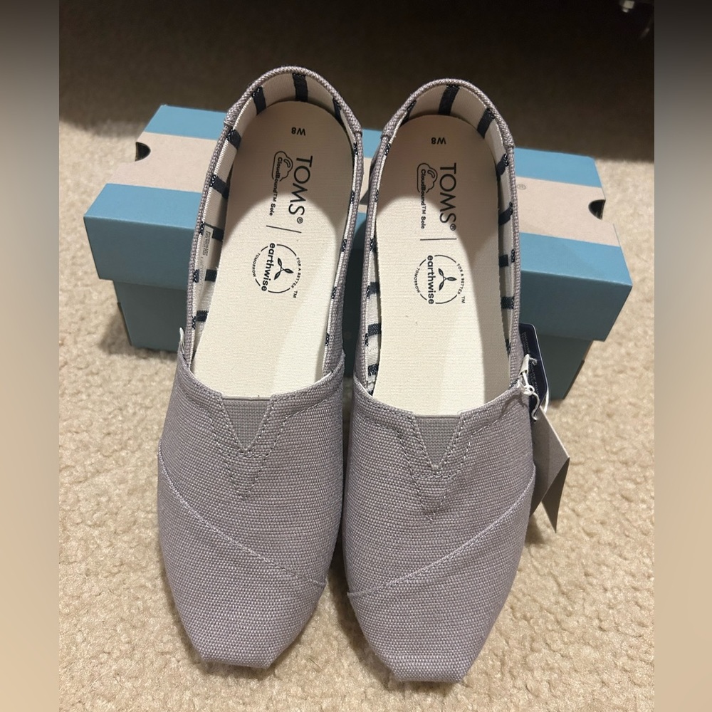Toms morning dove grey Alpargata shoe size 8